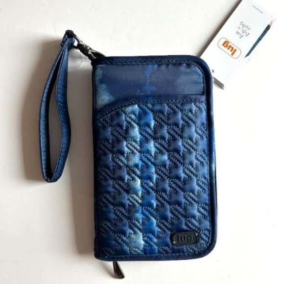 Lug Tandem Zip SE RFID Wallet Plus Matching Bungee Key Clip - Shibori Blue - Picture 2 of 9